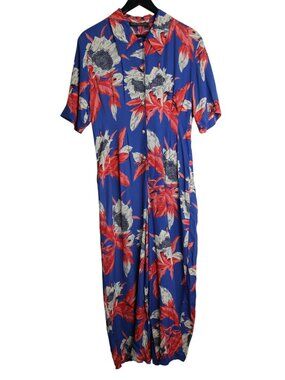 Karen Kane Vintage Tropical Floral Botanical Maxi Dress One Size